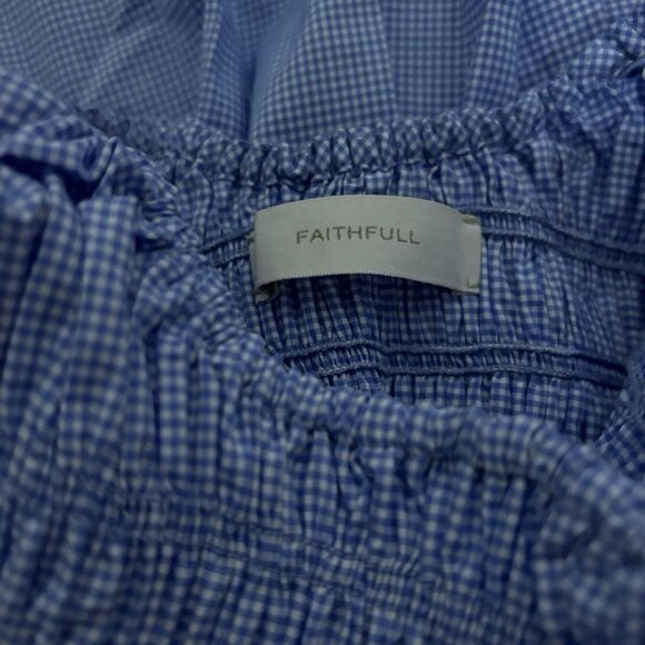 Faithfull The Brand Blue White Gingham Checked Mini Dress Size 2 New with tags - Picture 4 of 6